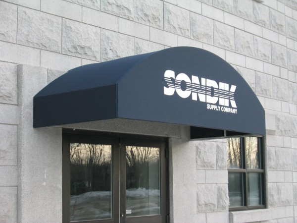 Leavitt & Parris stationary awning graphics, made for Sondik Supply Company